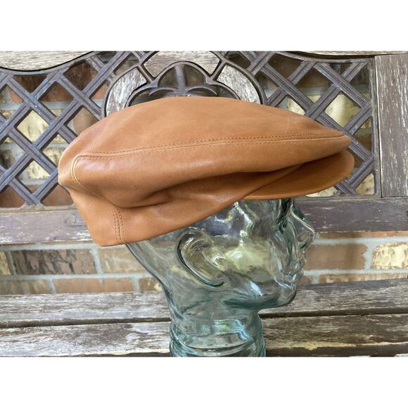 XL Vintage Lambskin Leather Hunting Newsboy Hat Cap - Picture 5 of 8